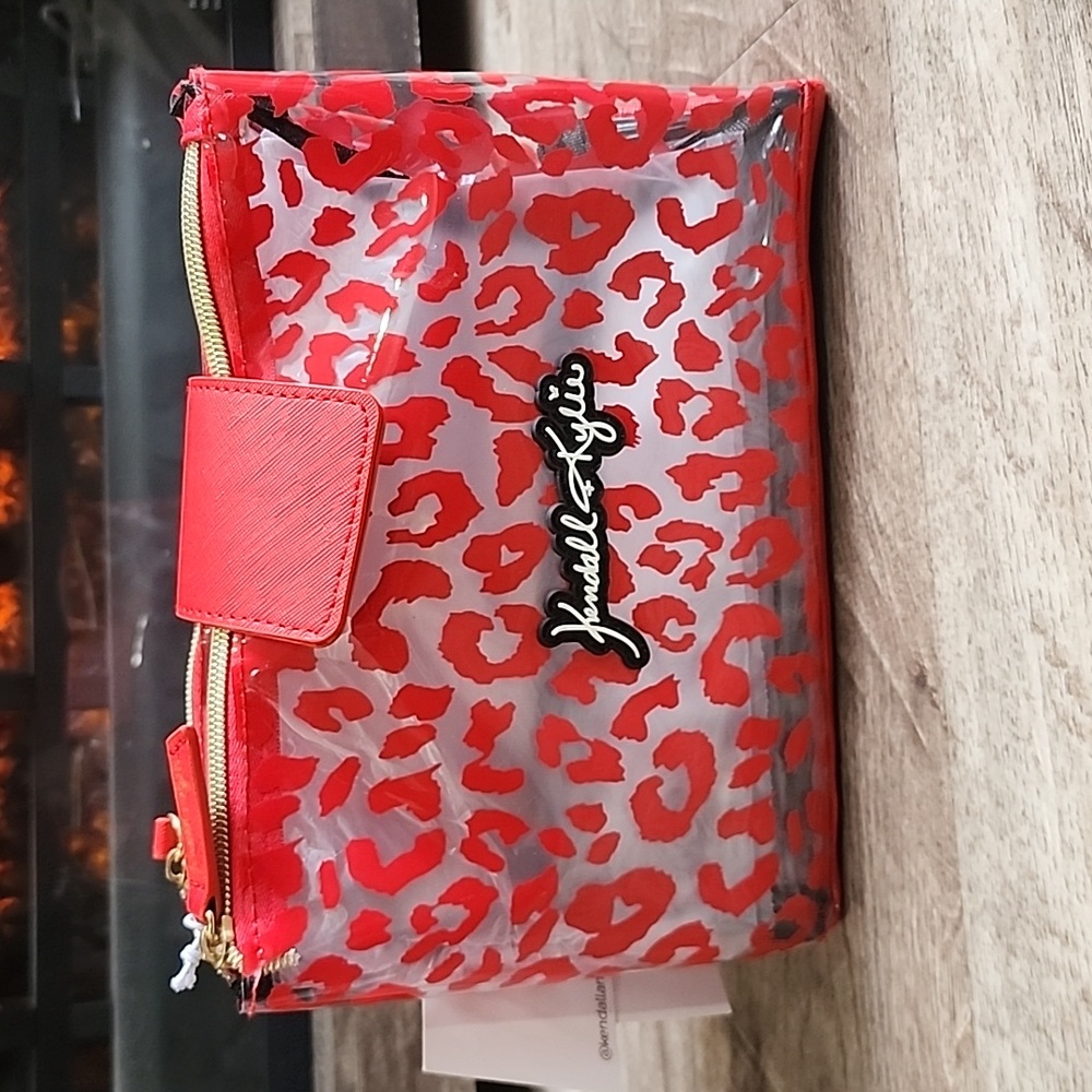 Kendall & Kylie |💋 Red CheetahTransparent Makeup Purse Hanging TravelBag NWTKe